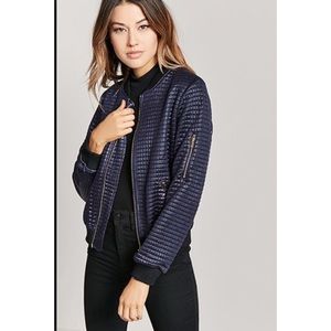 Quilted Bomber Jacket (Navy)